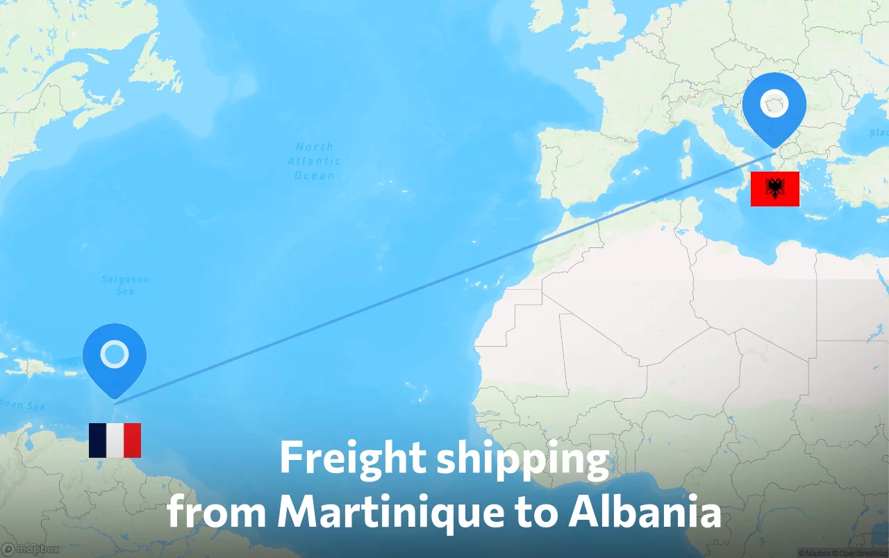 Shipping route from Martinique to Albania