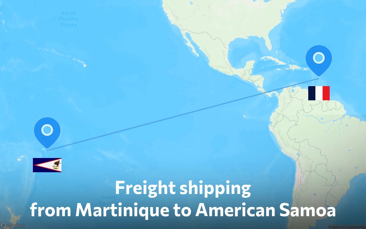 Shipping route from Martinique to American Samoa