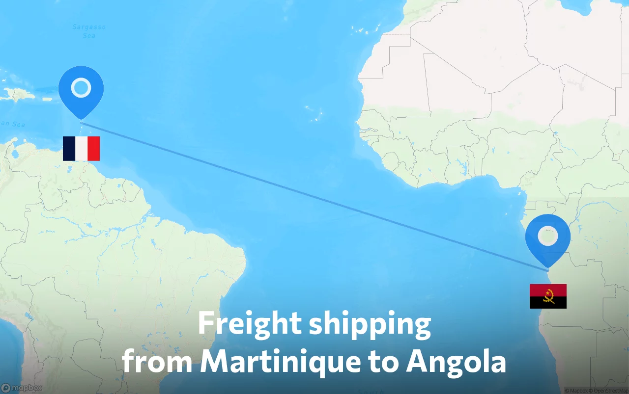 Shipping route from Martinique to Angola