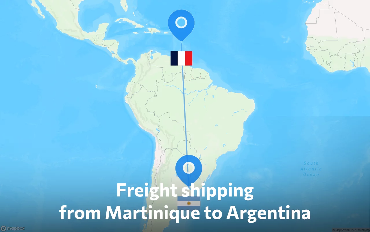 Shipping route from Martinique to Argentina