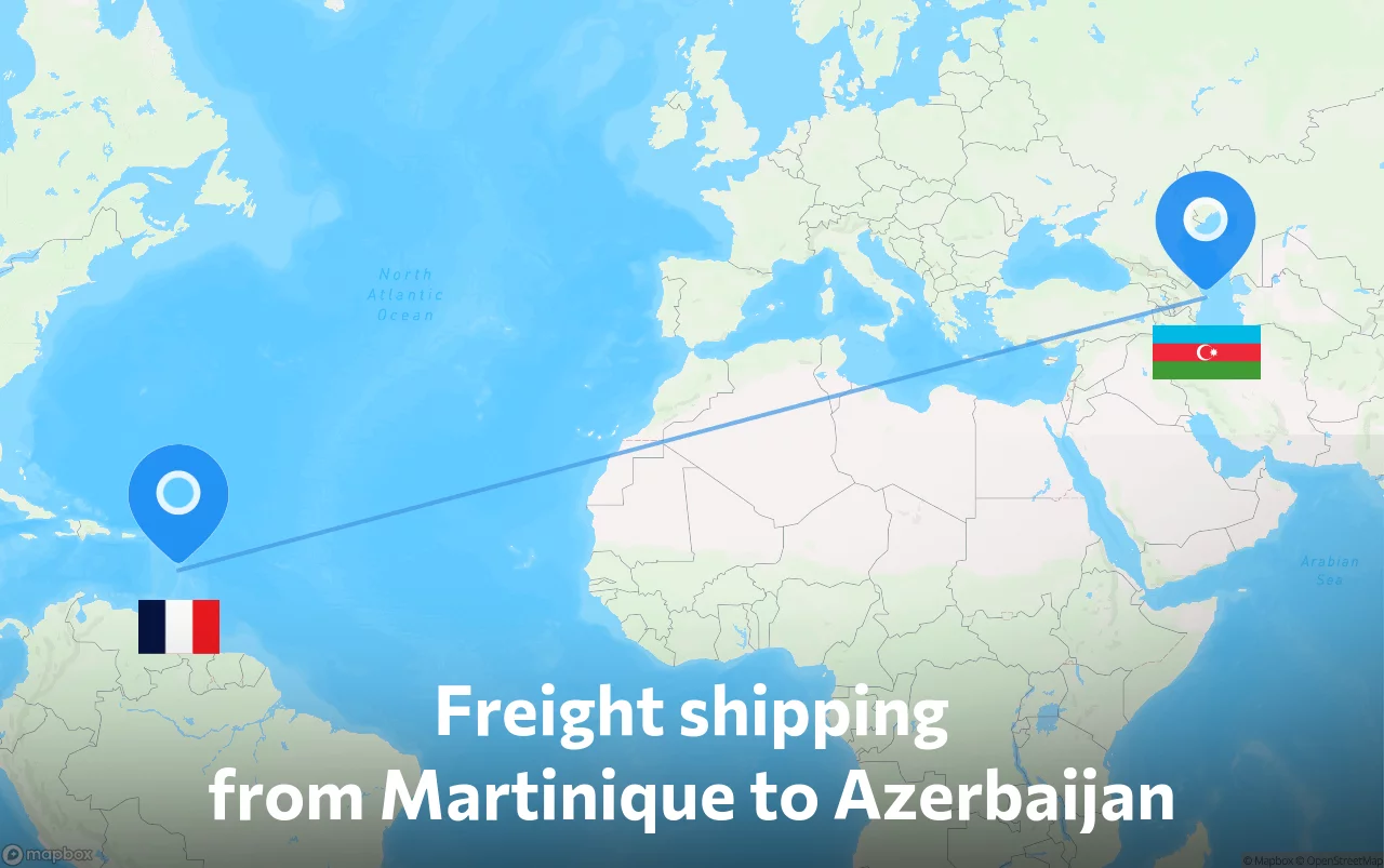 Shipping route from Martinique to Azerbaijan