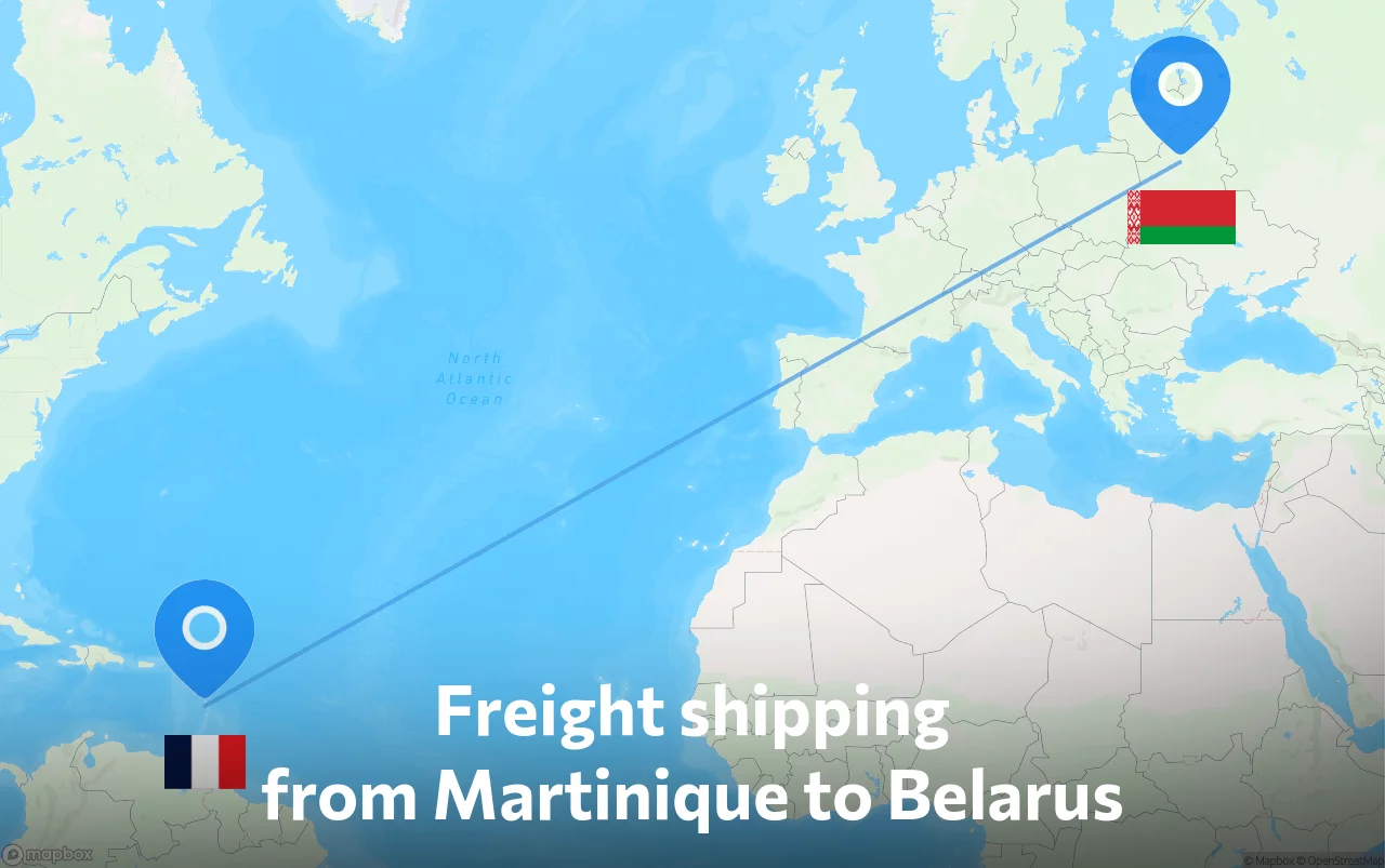 Shipping route from Martinique to Belarus