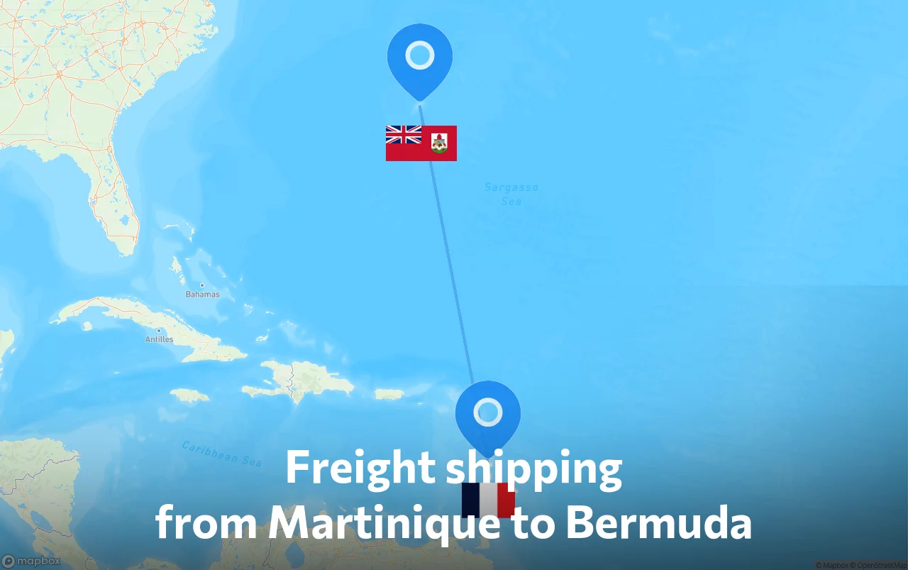 Shipping route from Martinique to Bermuda