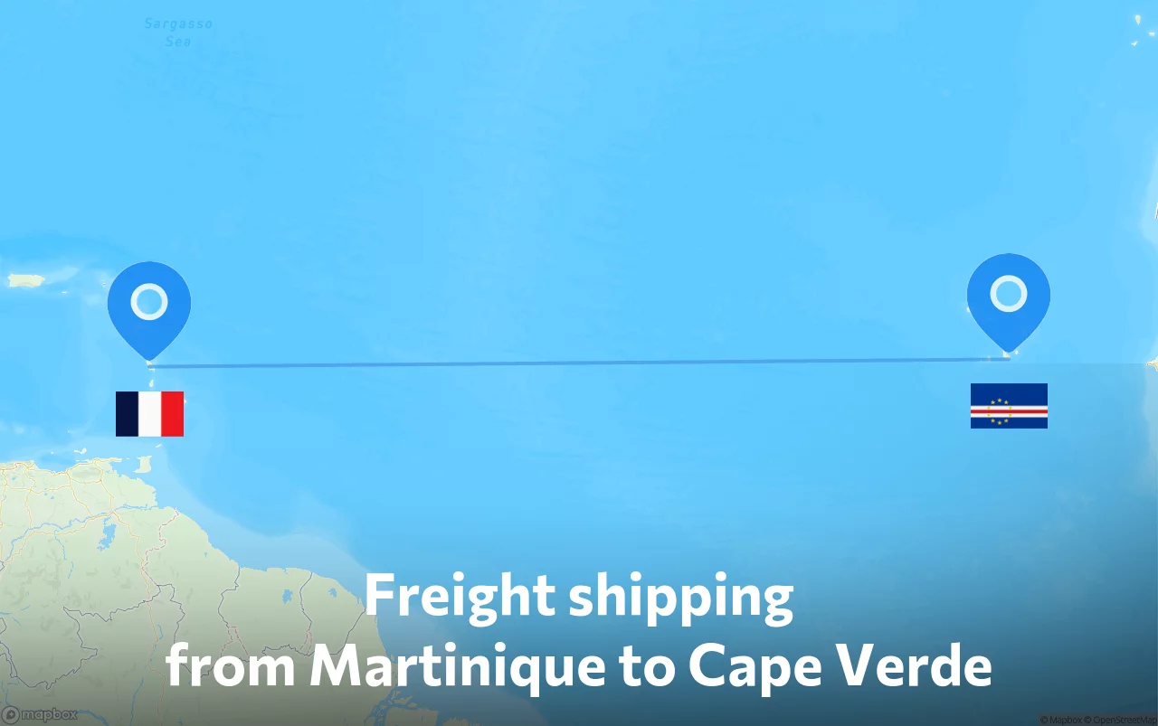 Shipping route from Martinique to Cape Verde