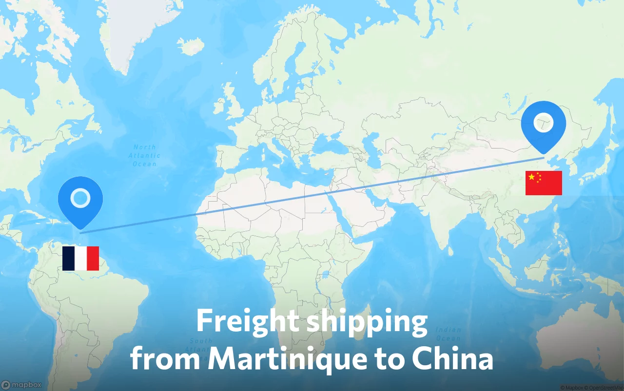 Shipping route from Martinique to China