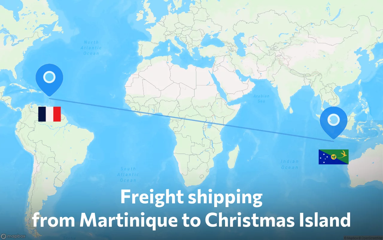 Shipping route from Martinique to Christmas Island