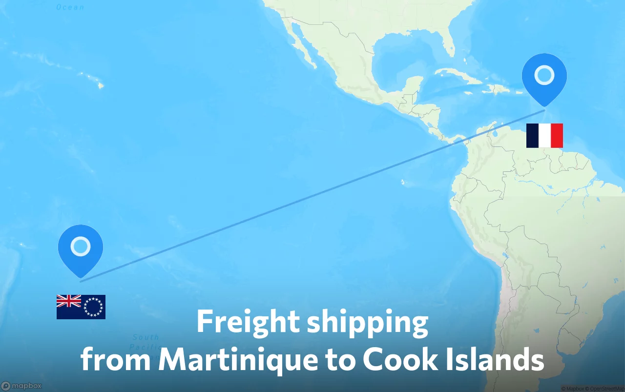 Shipping route from Martinique to Cook Islands