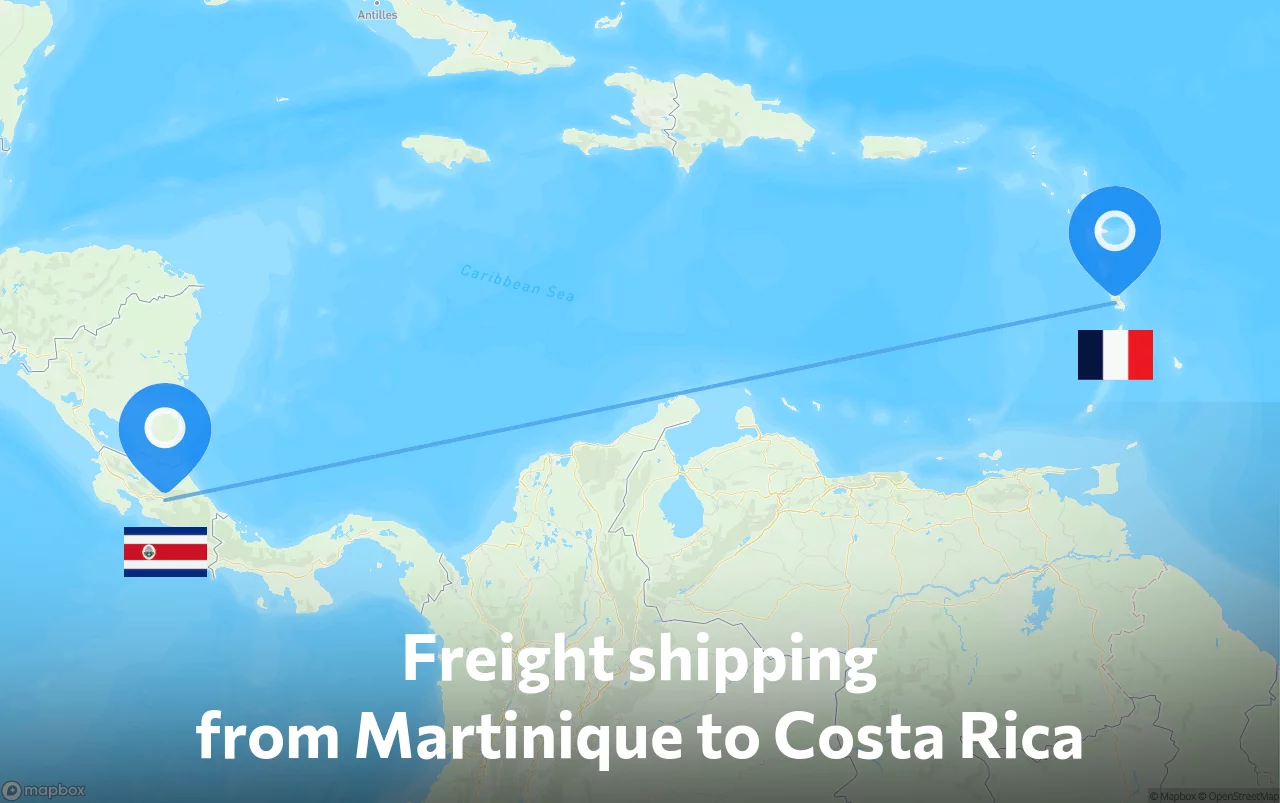 Shipping route from Martinique to Costa Rica