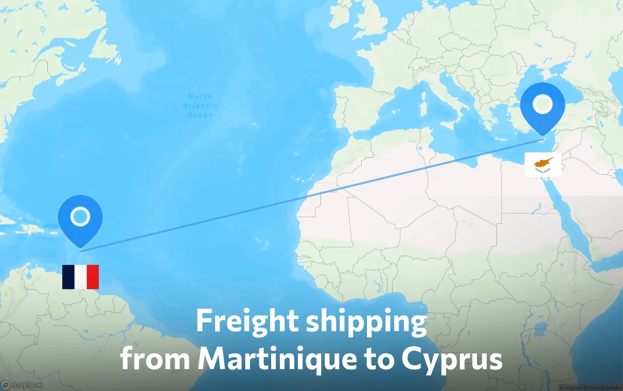 Shipping route from Martinique to Cyprus