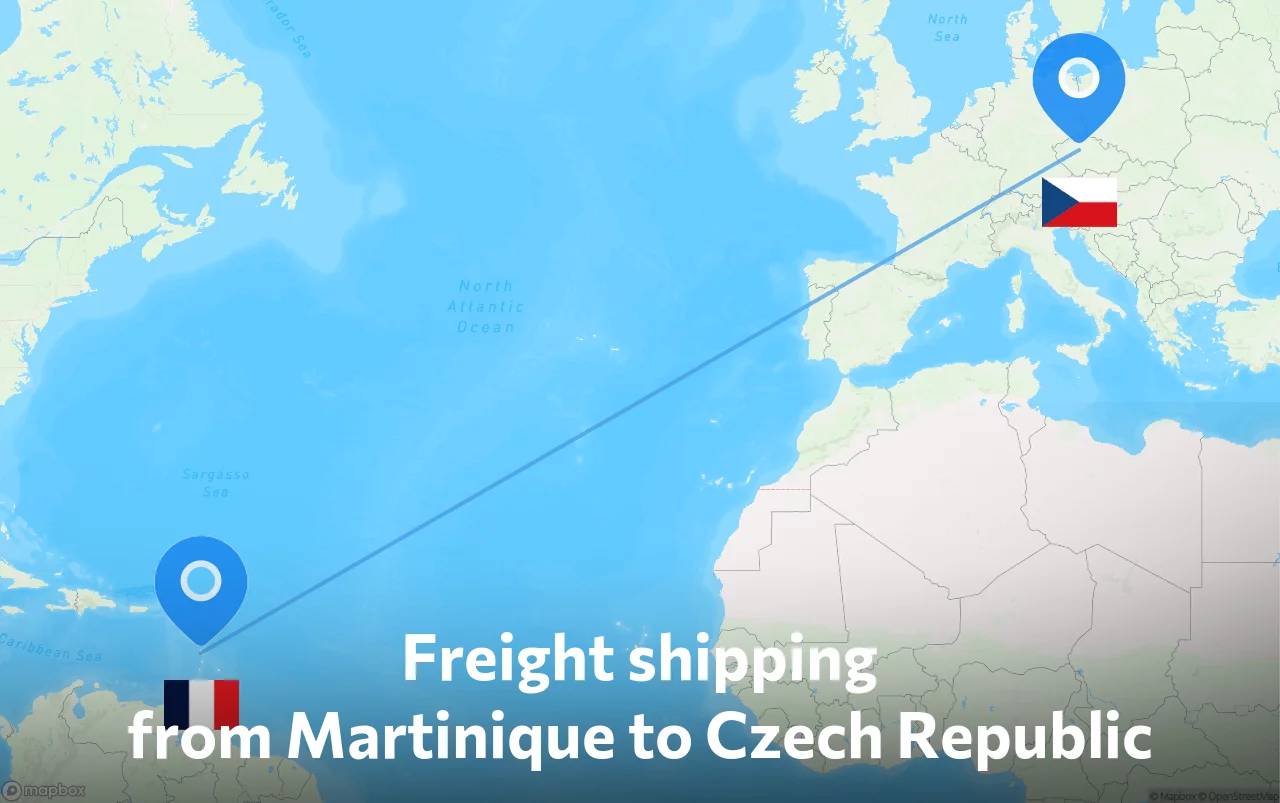 Shipping route from Martinique to Czech Republic