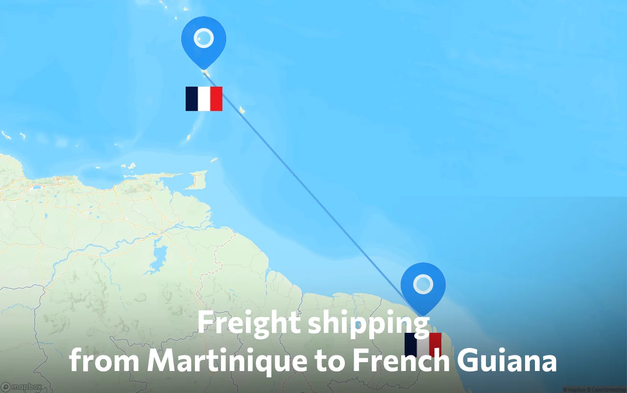 Shipping route from Martinique to French Guiana