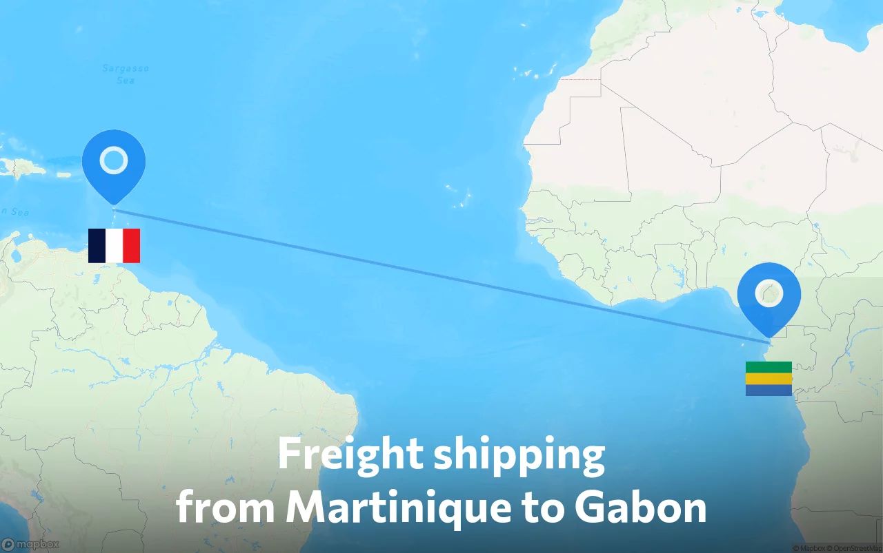 Shipping route from Martinique to Gabon