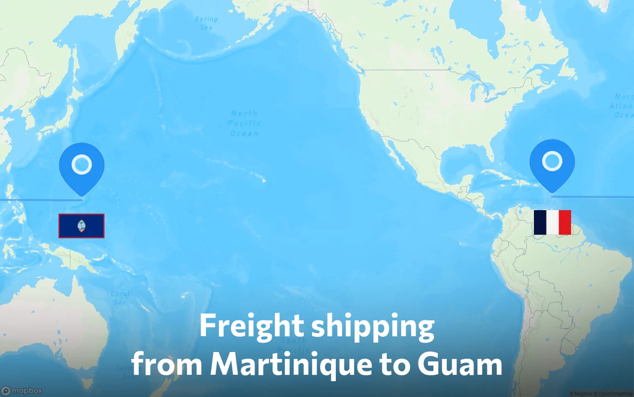 Shipping route from Martinique to Guam