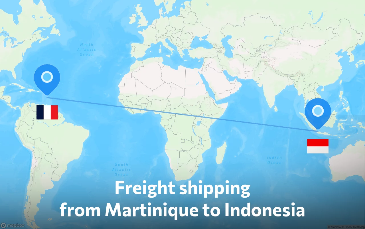 Shipping route from Martinique to Indonesia