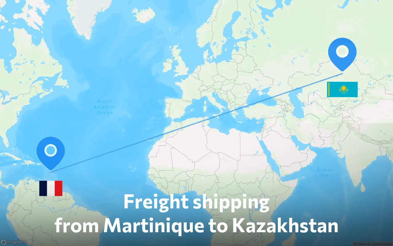 Shipping route from Martinique to Kazakhstan