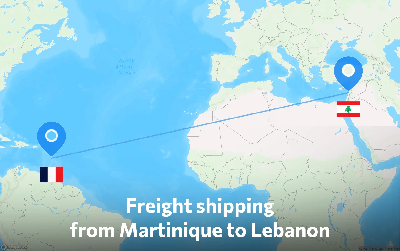 Shipping route from Martinique to Lebanon