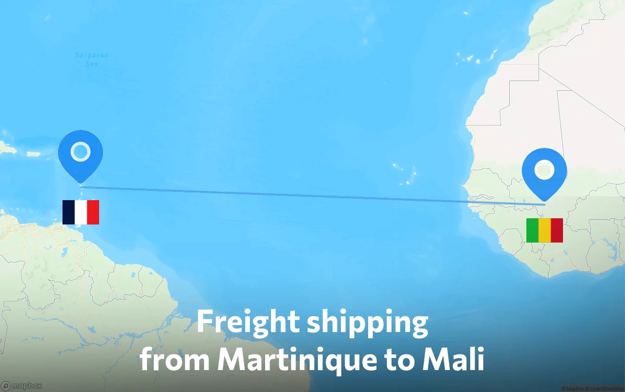 Shipping route from Martinique to Mali