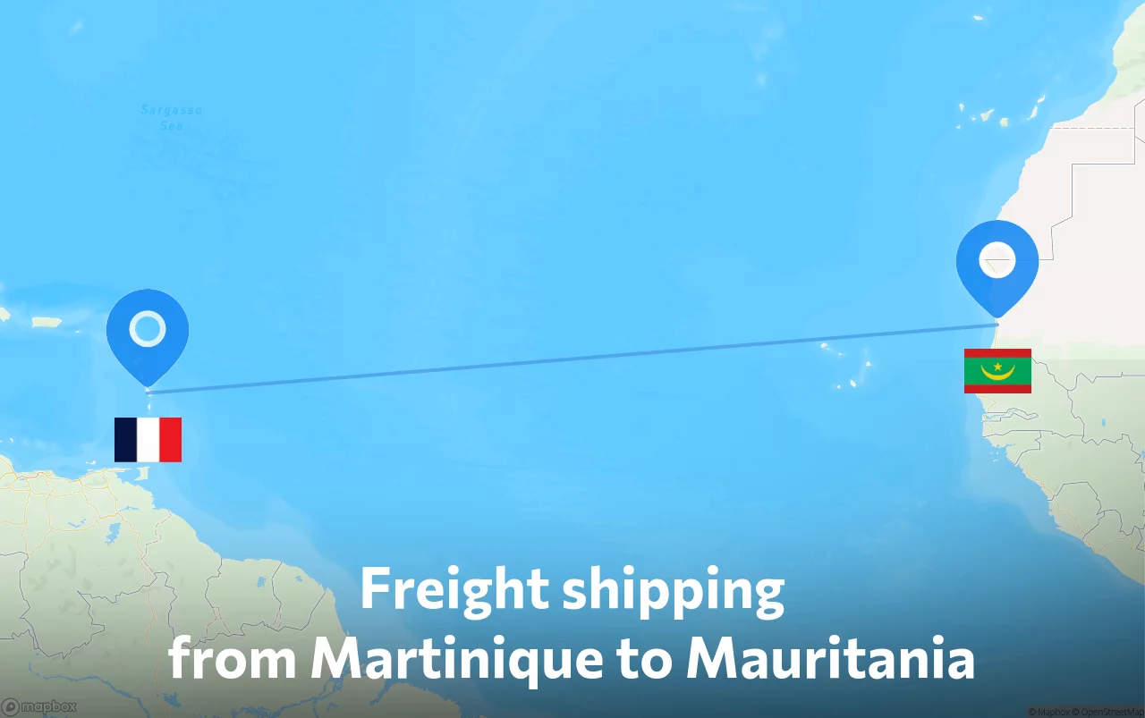 Shipping route from Martinique to Mauritania