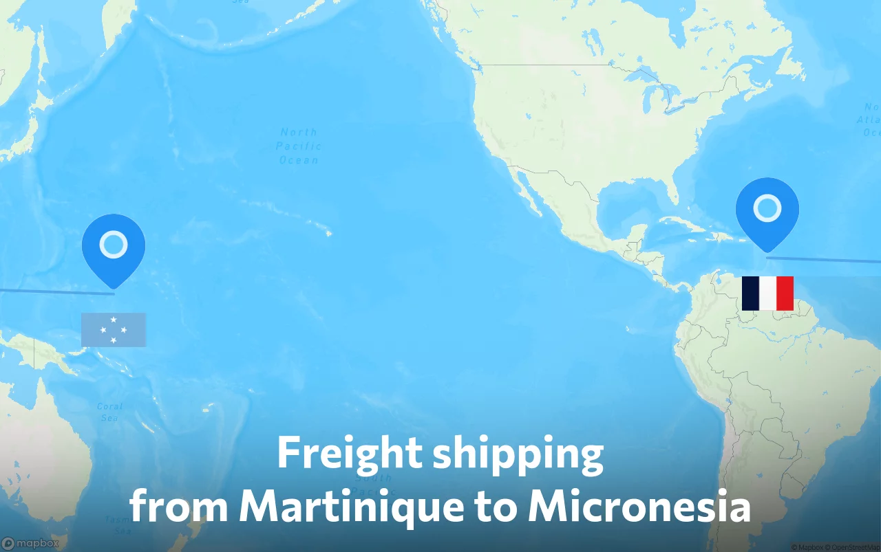 Shipping route from Martinique to Micronesia