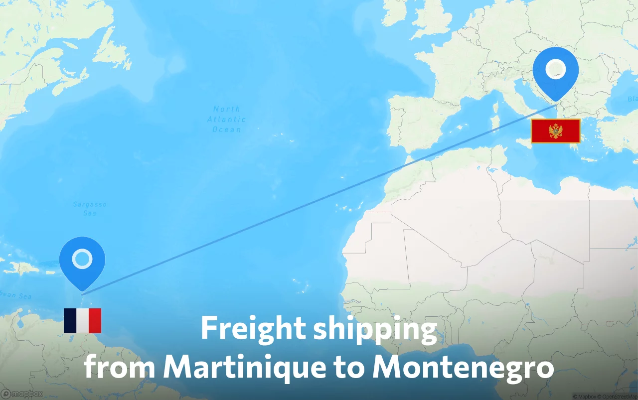 Shipping route from Martinique to Montenegro