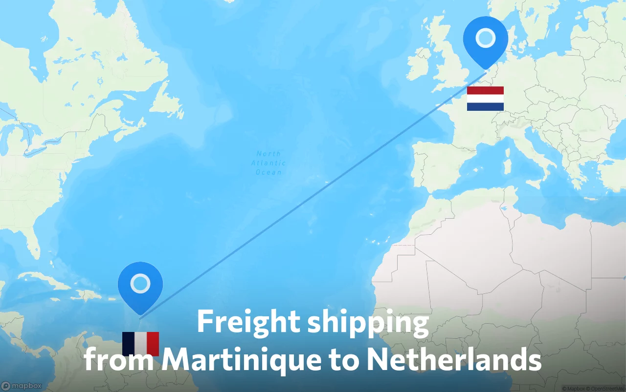 Shipping route from Martinique to Netherlands