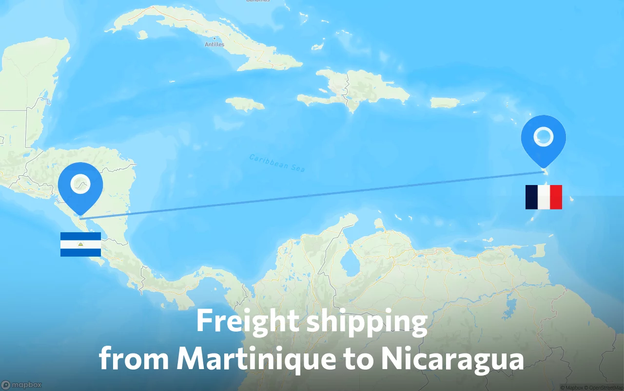 Shipping route from Martinique to Nicaragua