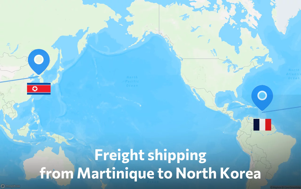Shipping route from Martinique to North Korea