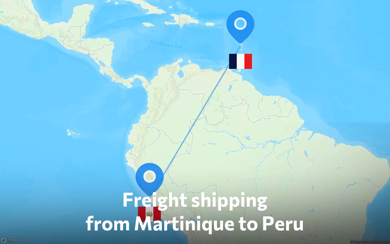 Shipping route from Martinique to Peru