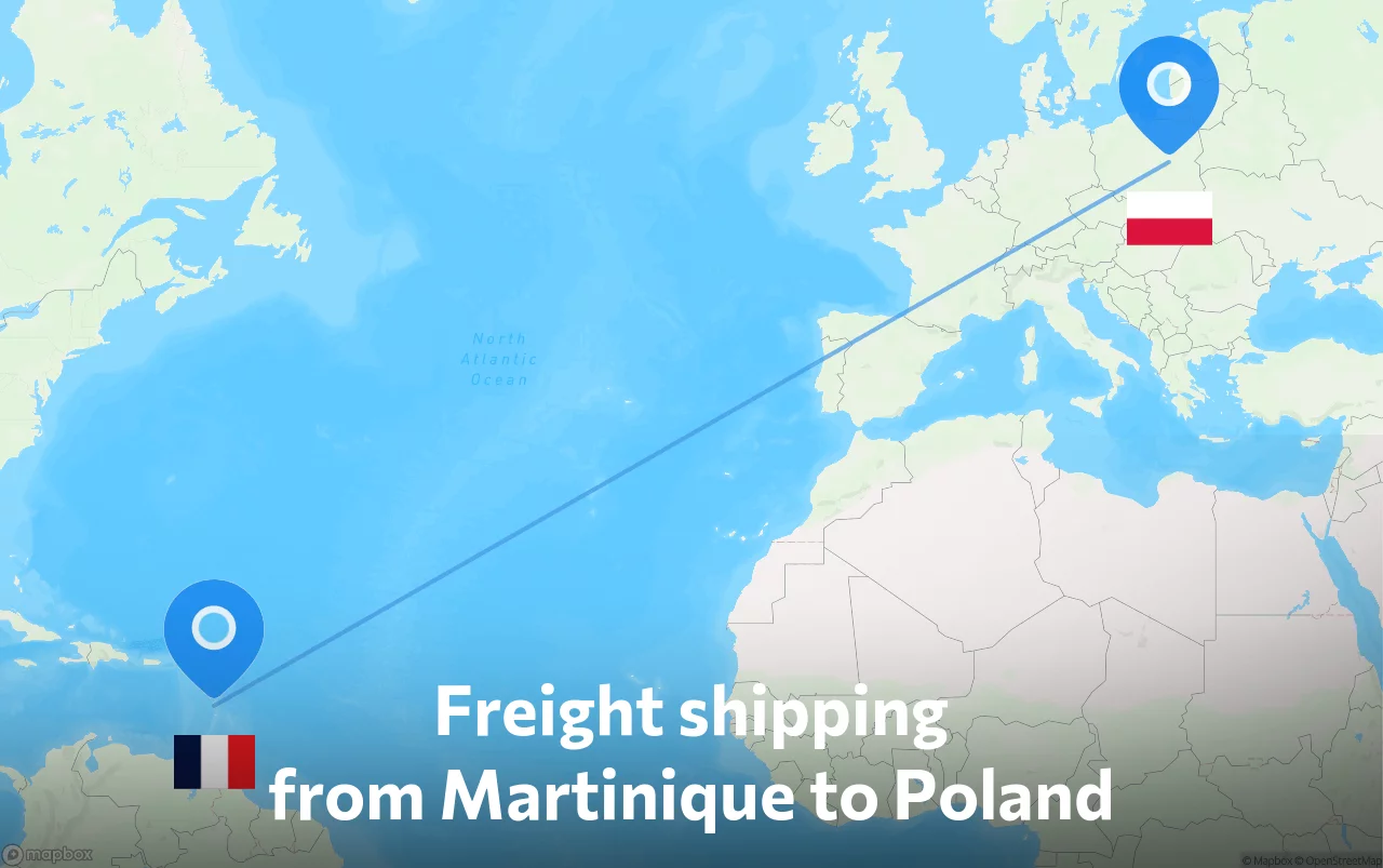 Shipping route from Martinique to Poland