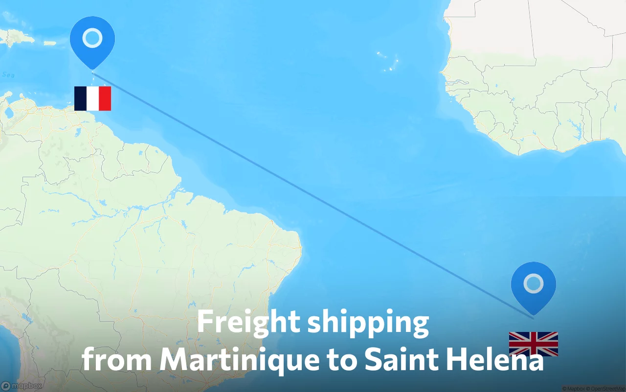Shipping route from Martinique to Saint Helena