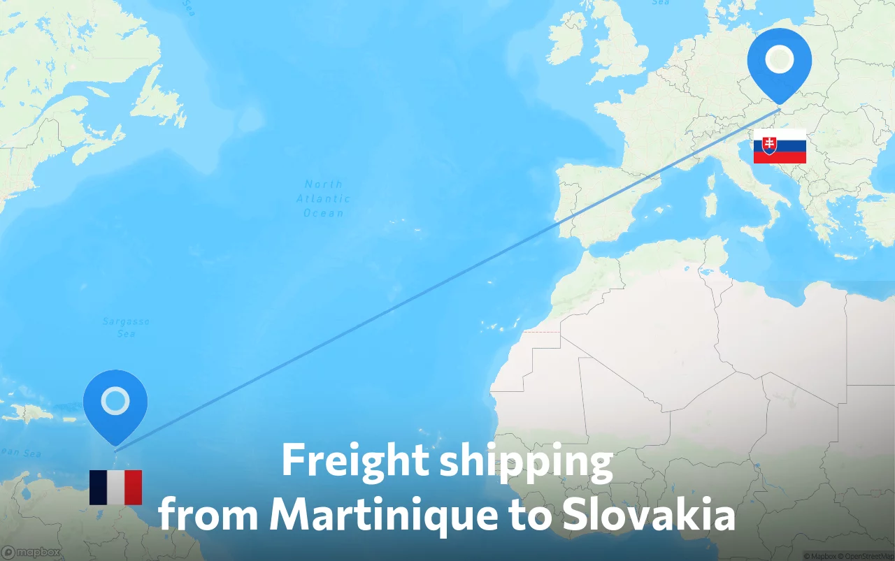 Shipping route from Martinique to Slovakia