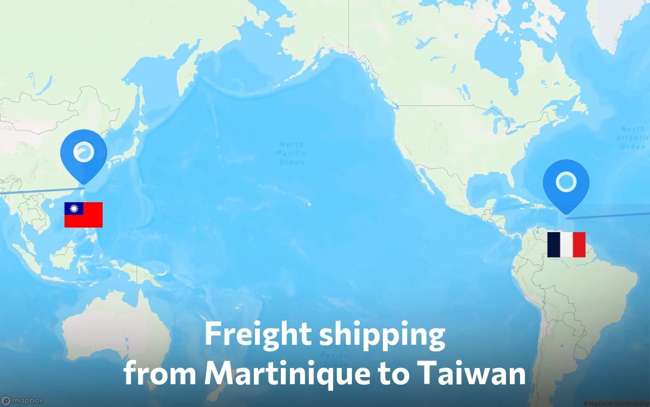 Shipping route from Martinique to Taiwan