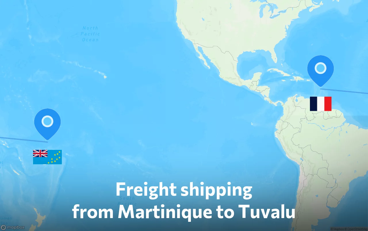Shipping route from Martinique to Tuvalu