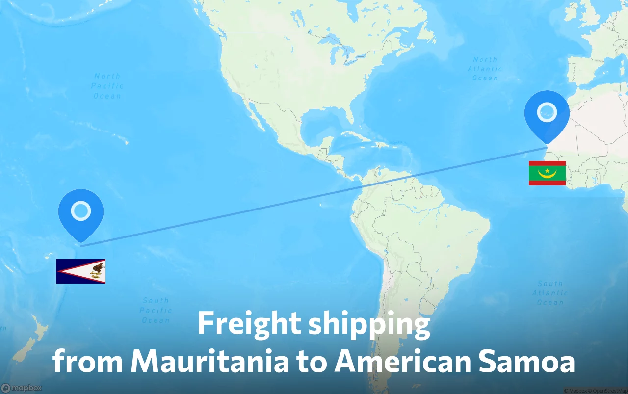Shipping route from Mauritania to American Samoa