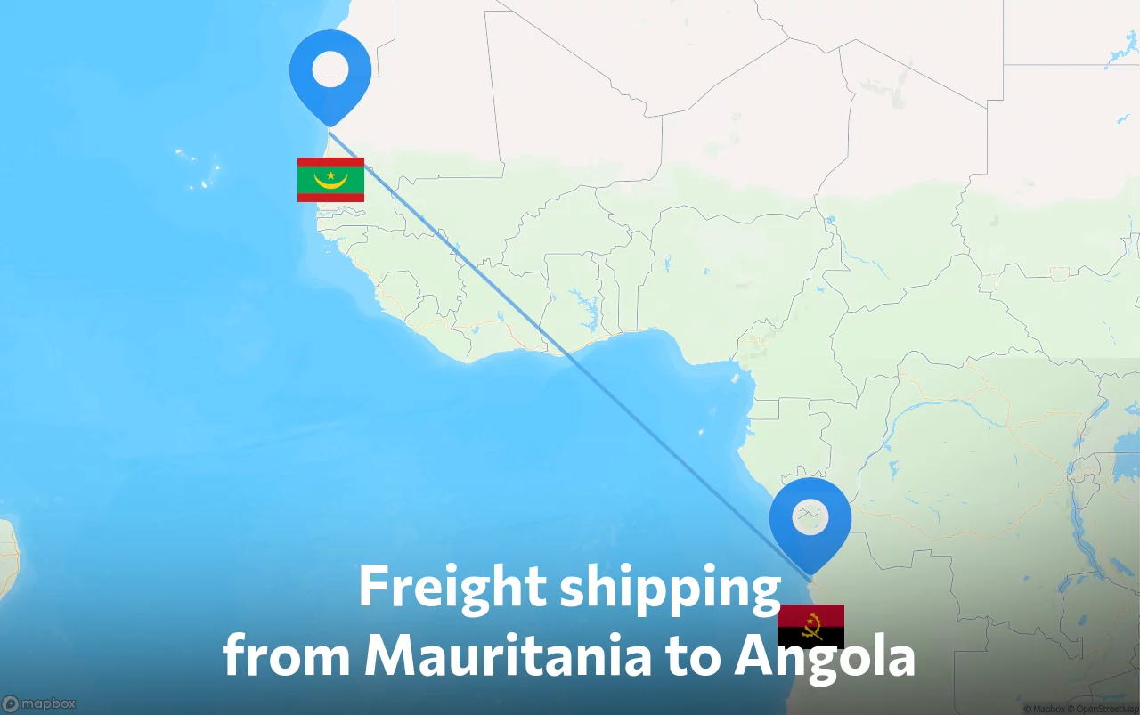 Shipping route from Mauritania to Angola