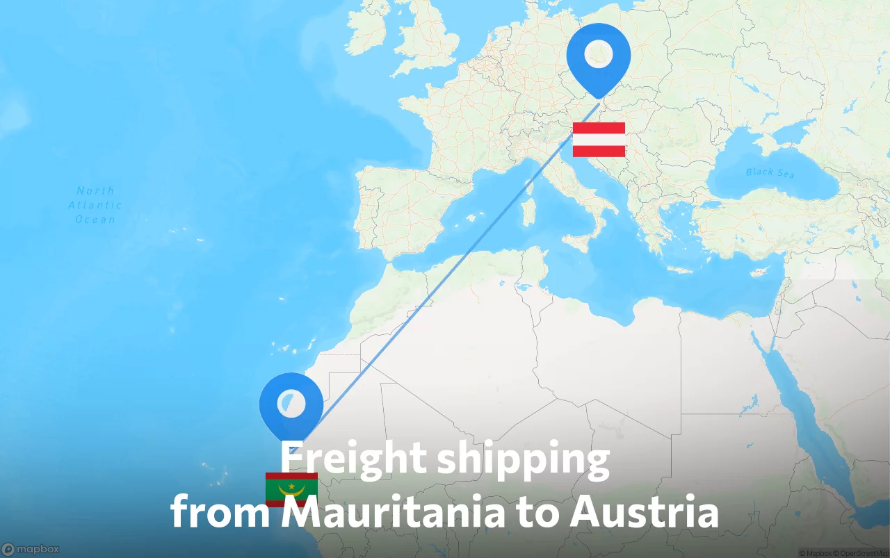 Shipping route from Mauritania to Austria
