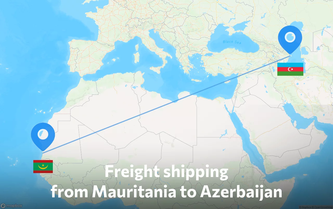 Shipping route from Mauritania to Azerbaijan