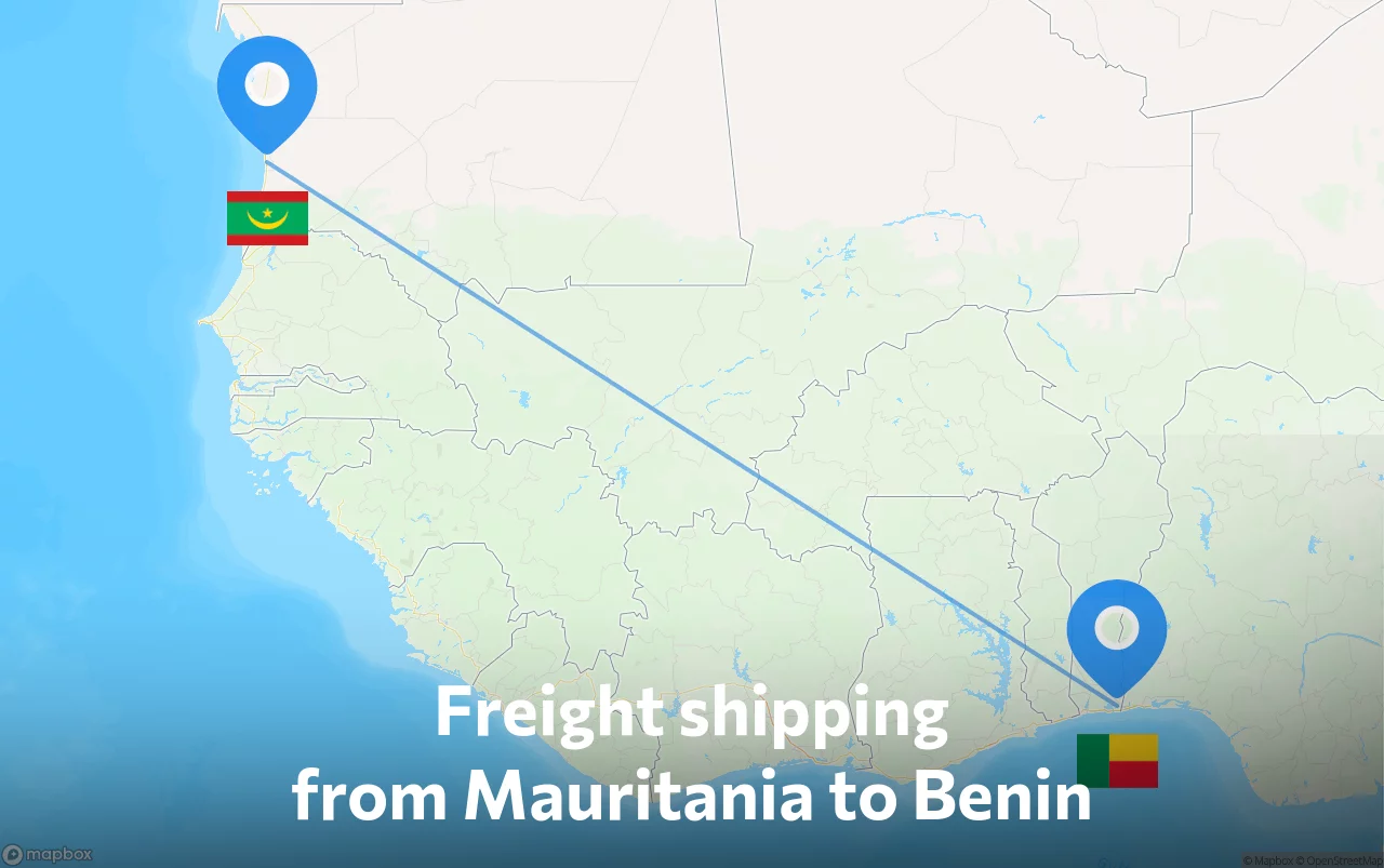 Shipping route from Mauritania to Benin