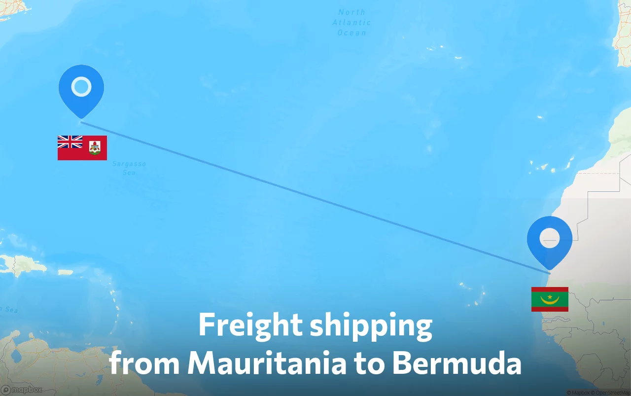 Shipping route from Mauritania to Bermuda