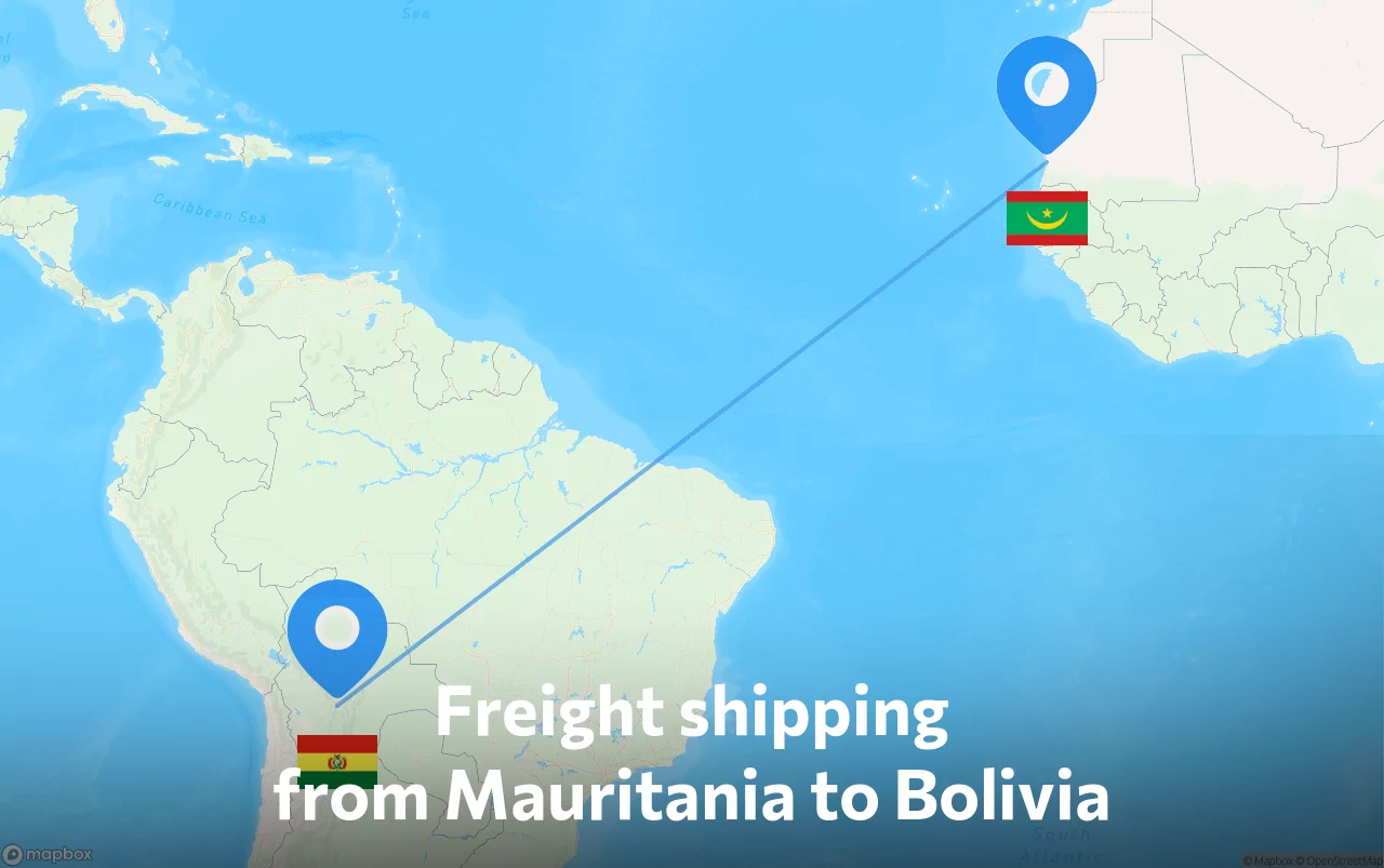 Shipping route from Mauritania to Bolivia