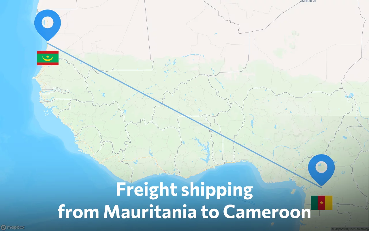 Shipping route from Mauritania to Cameroon