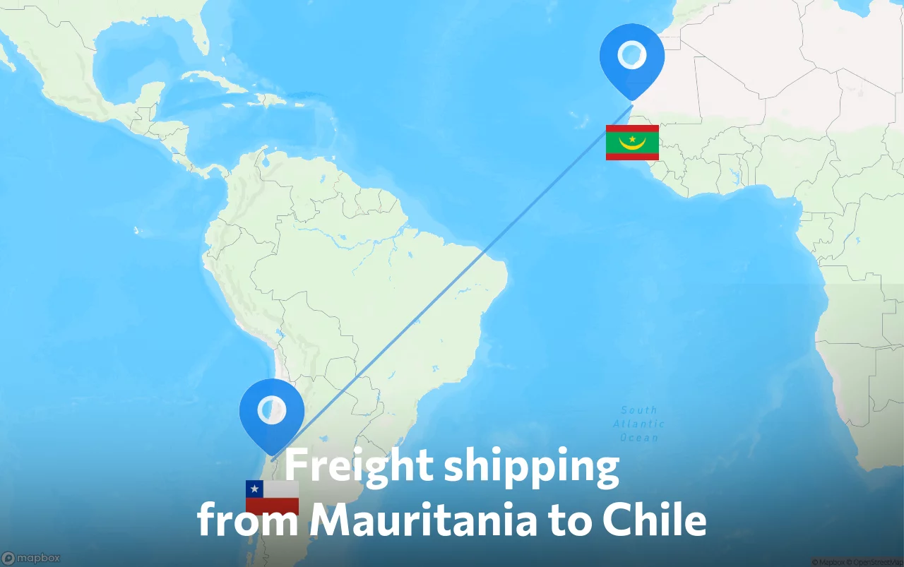 Shipping route from Mauritania to Chile