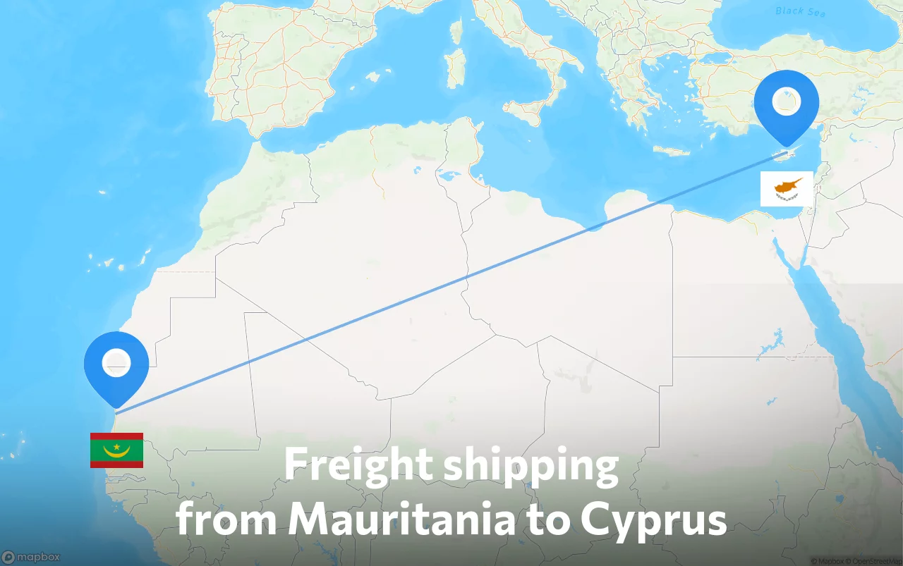 Shipping route from Mauritania to Cyprus
