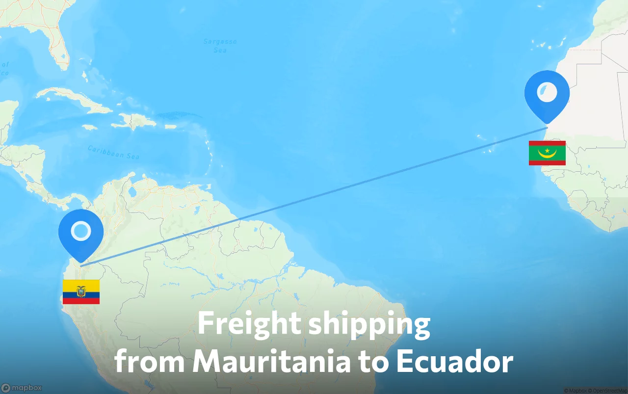 Shipping route from Mauritania to Ecuador