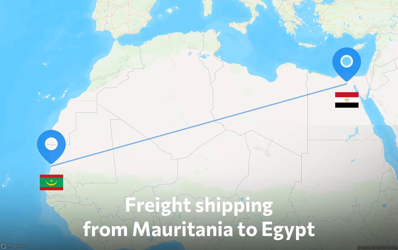 Shipping route from Mauritania to Egypt