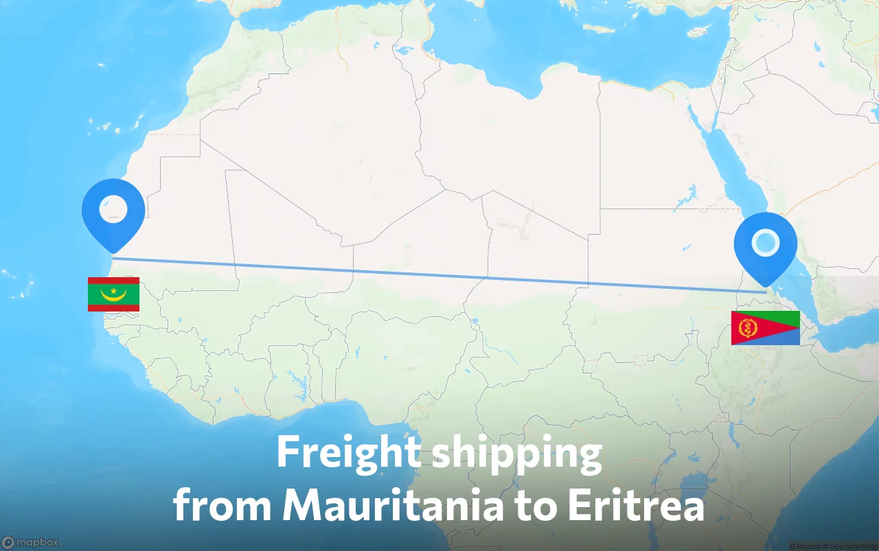 Shipping route from Mauritania to Eritrea