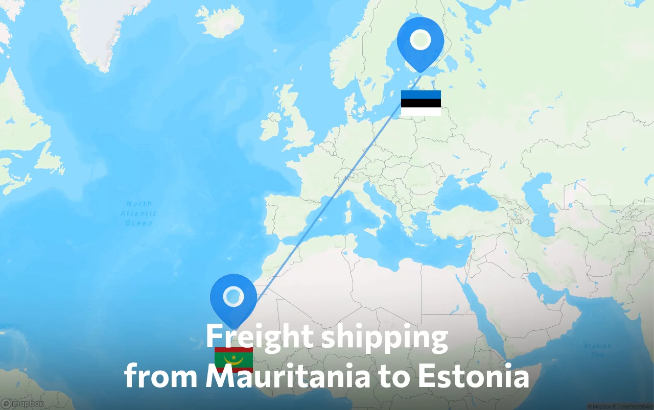 Shipping route from Mauritania to Estonia