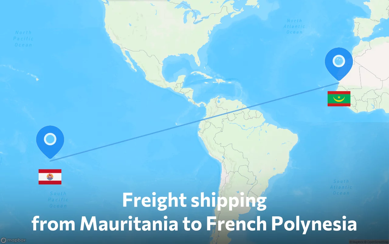 Shipping route from Mauritania to French Polynesia