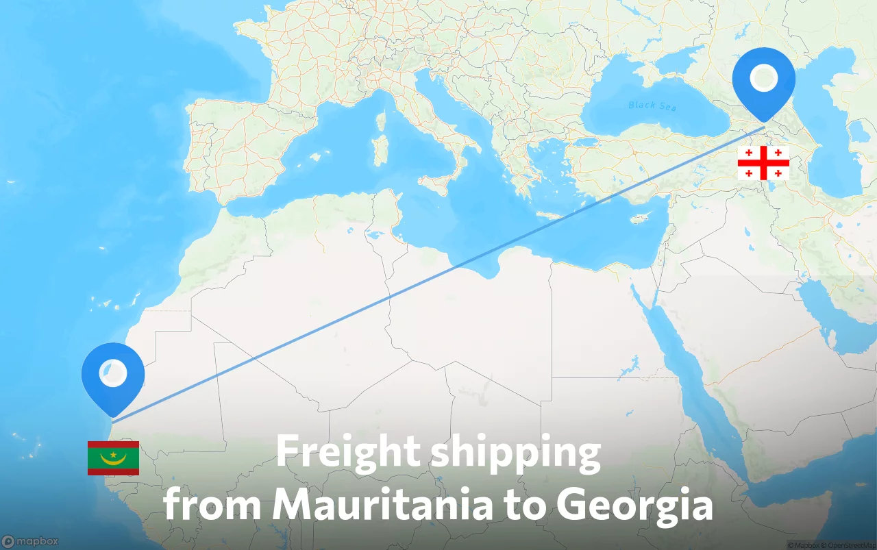 Shipping route from Mauritania to Georgia