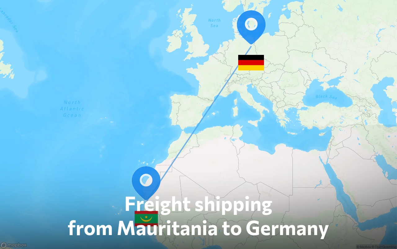 Shipping route from Mauritania to Germany